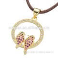 2016 leather core chain bird pendant necklace women pave Zircon fashion gold necklace